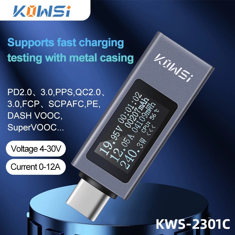 Battery Monitor Coulometer - Miernik prądu i napięcia Type-C KWS-2301C